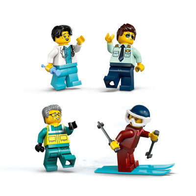 LEGO City Notfallrettungsflugzeug – Set mit Flieger, Schneemobil und 4 Mini-Figuren: Rettungssanitäter, Pilot, Arzt und Skifahrer – tolles Geschenk für Kinder ab 6 Jahren – 60465