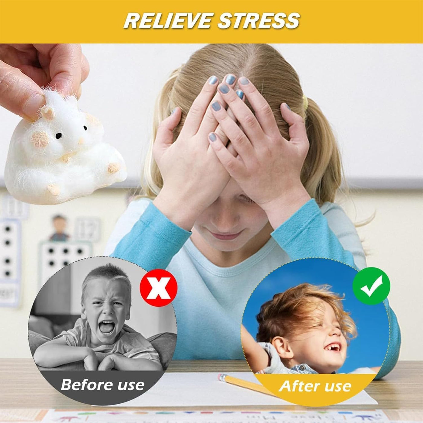 2Pcs Cartoon Hamster Squeeze Spielzeug, umweltfreundliche Silikon Stress Relief Spielzeug, weiche Gadgets, sensorische Spielzeug, Geschenke für Kinder über 6 Jahre alt (Hamster)