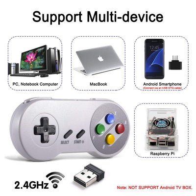 miadore Wireless USB Controller für SNES Emulator, 2 Pack 2.4G USB Gamepad Joystick SNES Game Controller für Windows PC Mac und Retropie