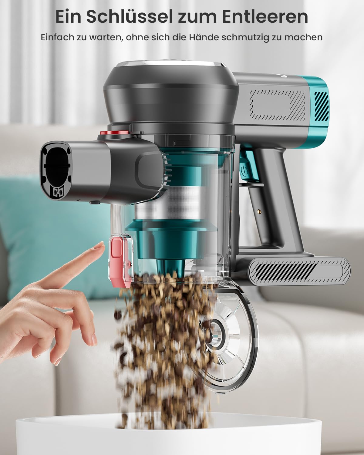 Anyson Akku Staubsauger,550W/45KPa Staubsauger Kabellos,60Min Laufzeit,Selbsttragendes Design, AkkuStaubsauger mit OLED-Display und Anti-Tangle-Bürste,Staubsauger für Teppiche,Hartböden und Tierhaare