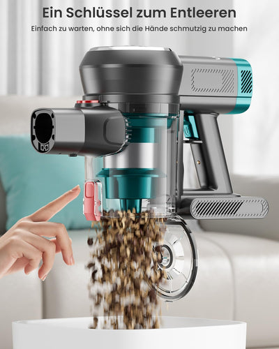 Anyson Akku Staubsauger,550W/45KPa Staubsauger Kabellos,60Min Laufzeit,Selbsttragendes Design, AkkuStaubsauger mit OLED-Display und Anti-Tangle-Bürste,Staubsauger für Teppiche,Hartböden und Tierhaare