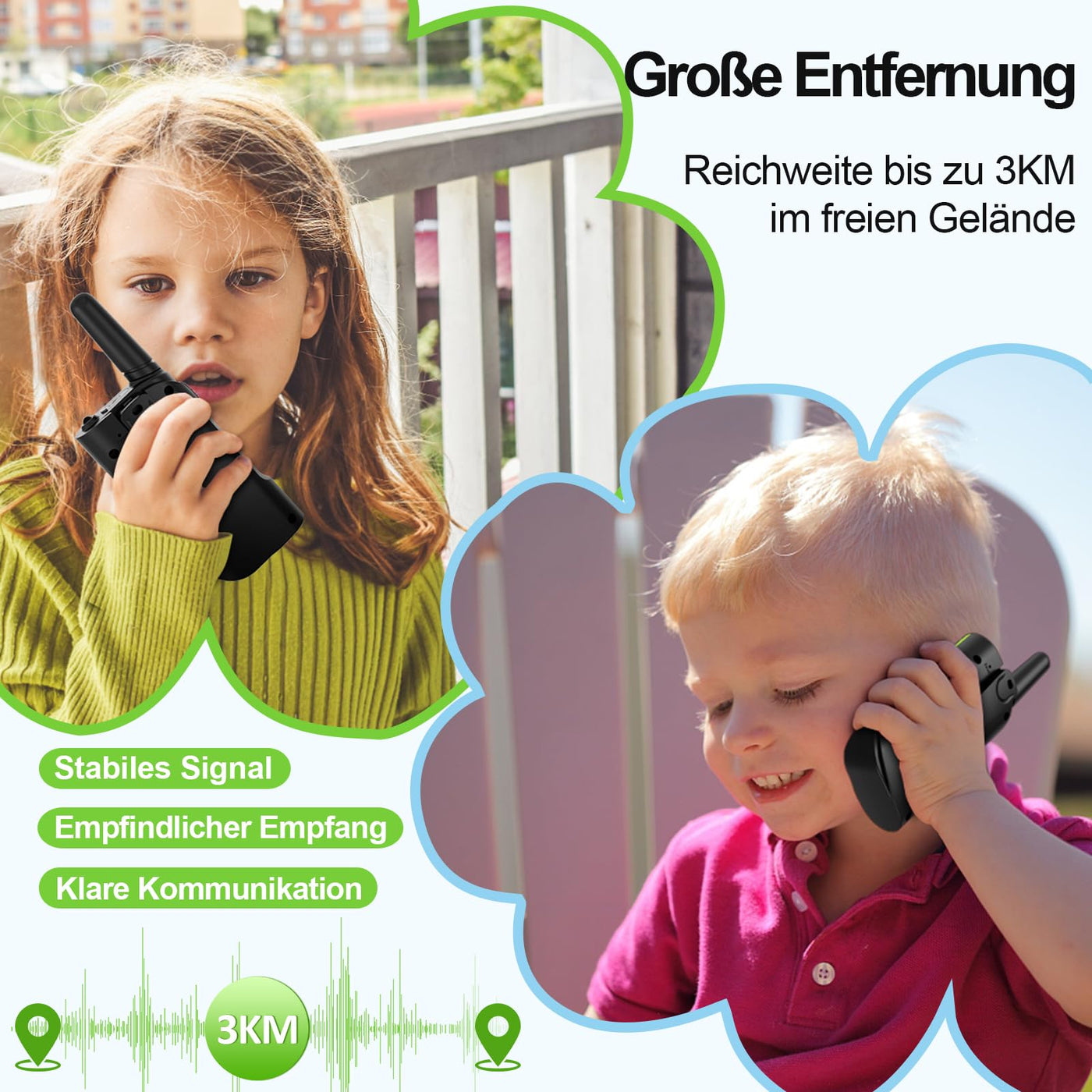 AWANFI Walkie Talkie Kinder, Walkie Talkie Aufladbar Li-ion Akku, Funkgerät Set, Walki Talki VOX, LCD Taschenlampe, Tastensperre, Walky Talky für Geschenk Camping Abenteuer, 3-12 Jahre