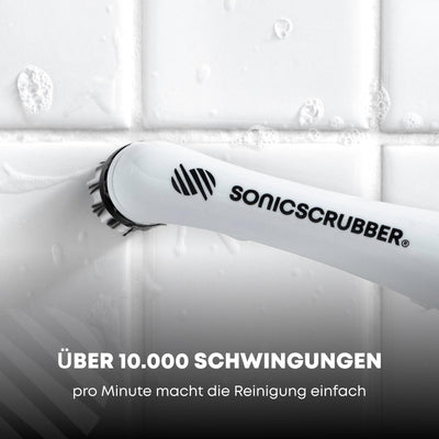 SonicScrubber - Elektrische Reinigungsbürste - Inklusive 4 Bürstenköpfe - Ideal für alle Räume und Oberflächen - AA-Batterien im Lieferumfang enthalten (Haushalt für Küche und Bad)
