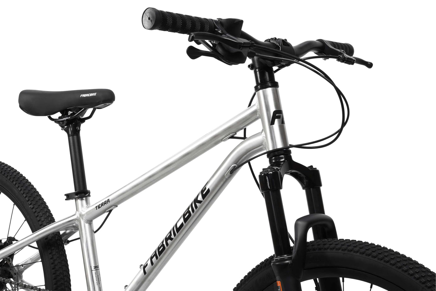 FabricBike Terra - Alu Mountainbike Jugendfahrrad 24 Zoll ab 8, 9, 10 und 11 Jahre, 7-Gang-Schaltung, Scheibenbremse, Federgabel, Kinder Fahrrad (Polished)