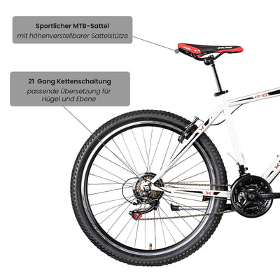 Galano Mountainbike Hardtail 26 Zoll Path MTB Fahrrad 21 Gang Mountain Bike 26" (weiß/schwarz, 46 cm)