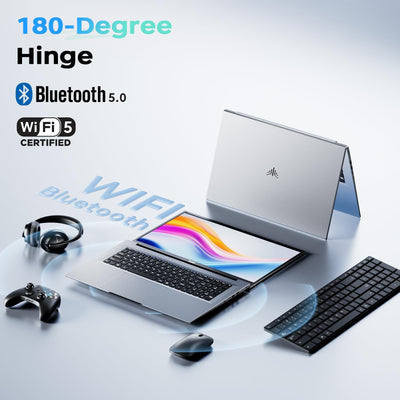 Tivique 18,5 Zoll Laptop,Twin Lake N150 (bis zu 3,6 GHz),8000mAh,16 GB DDR4 512 GB SSD bis zu 2 TB, 1920 x 1080 IPS Full HD Laptop, BT5.0, HDMI, Typ-C, 180° Öffnen und Schließen