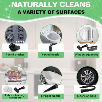 KOITAT, Dampfreiniger, tragbarer Druckdampfreiniger mit 10 Zubehörteilen, Dampfreiniger für Polstermöbel, mit Sicherheitsverriegelung, für Zuhause, Auto, Böden