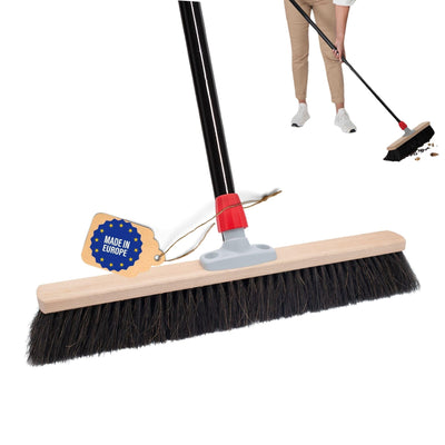 Novaliv Saalbesen 40 cm mit Stiel Borsten Rosshaarbesen Besen fein mit stiel Ideal als Werkstattbesen Hallenbesen Industriebesen Hausbesen Naturhaarbesen Zimmerbesen Haarbesen Stubenbesen Besen weich