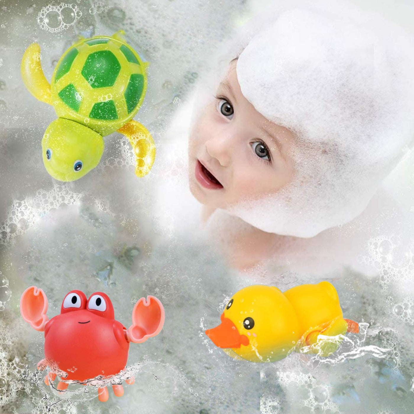 3 Stück Baby Badespielzeug,Baby Bad Spielzeug Schildkröte,Kunststoff Badewanne Spielzeug,Badewanne Pool Spielzeug Uhrwerk Schildkröte,Schwimmbad Spielzeug Für Kleinkinder Jungen Mädchen