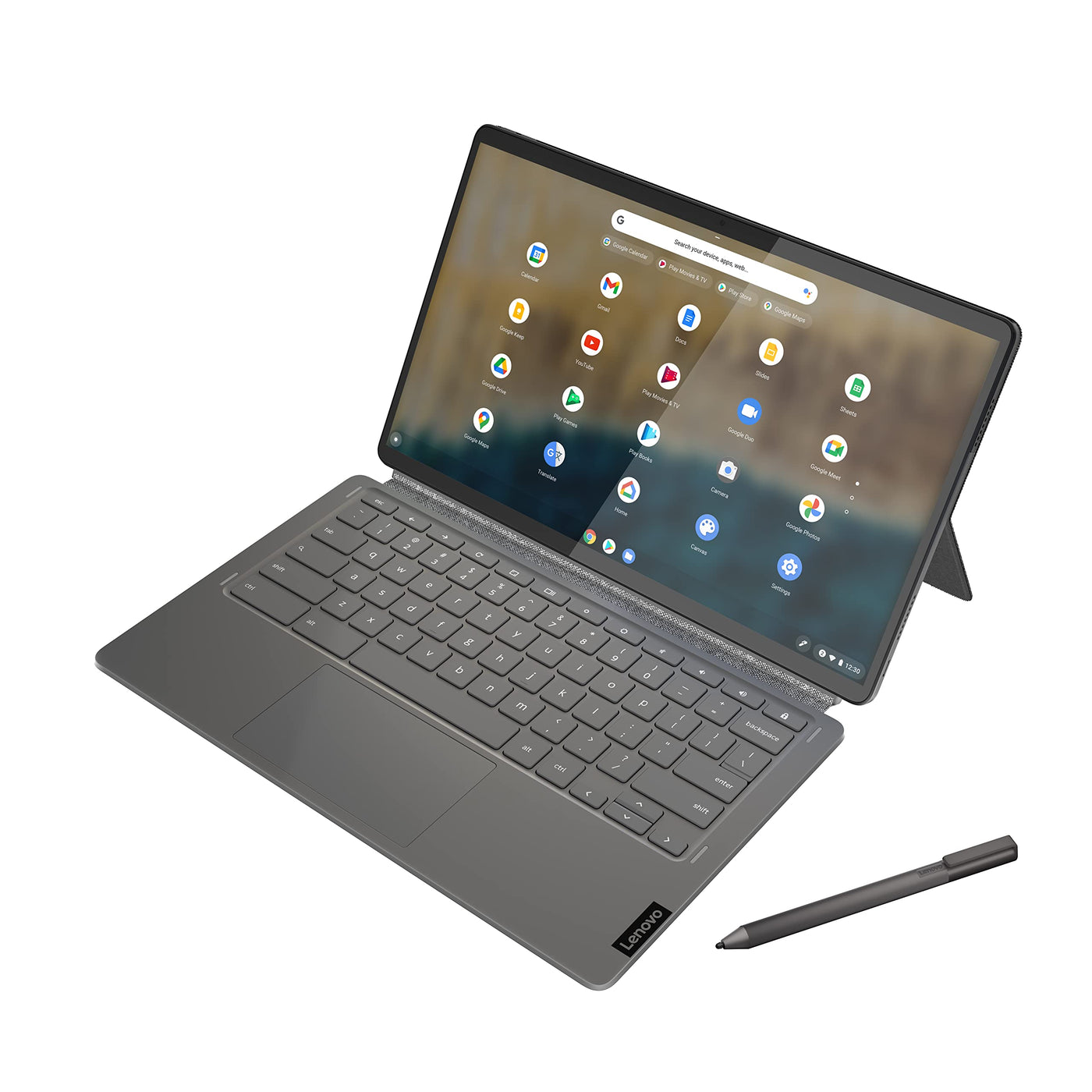 Lenovo Chromebook IdeaPad Duet 5 2-in-1 Tablet | 13,3" Full HD Touch Display | Qualcomm Snapdragon 7c Gen 2 | 8GB RAM | Qualcomm Grafik | QWERTZ | grau | inkl. Lenovo USI Pen, dunkelgrau, inkl. Stift