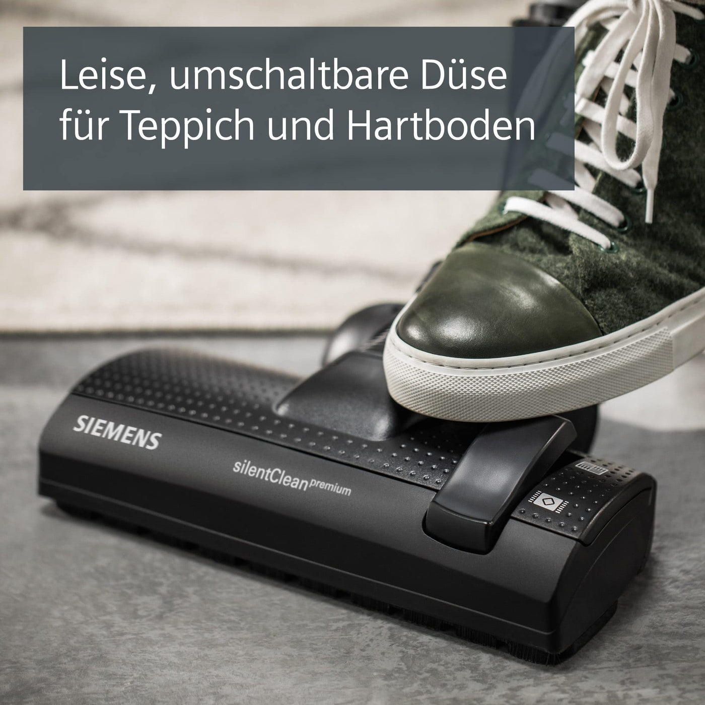 Siemens Staubsauger mit Beutel Z 7.0 VSZ7442S, ideal für Allergiker, Hygiene-Filter Plus, extrem leise, Bodendüse für Parkett, Teppich, Fliesen, langes Kabel, XXL-Polsterdüse, Fugendüse, 650 W, weiß