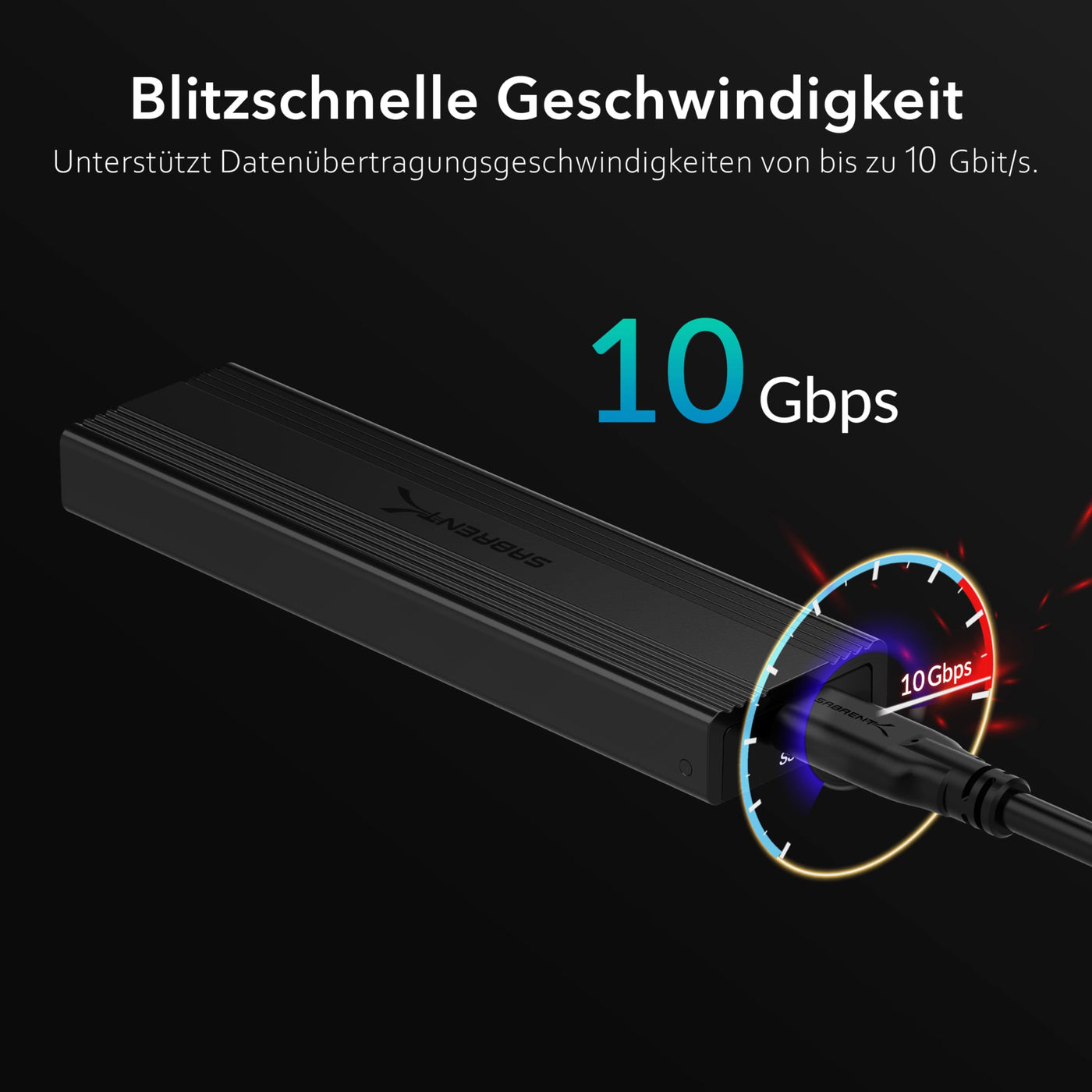 SABRENT NVMe Gehäuse und m2 SATA SSD Adapter (M-Key, M+B Key) USB C 3.2X2 10Gbps Kühlkörper Design (EC-SNVE)