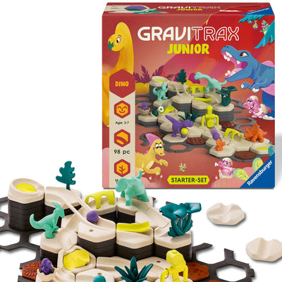 Ravensburger GraviTrax Junior Starter-Set L Dino 24586 - Kugelbahn ab 3 Jahre - Murmelbahn und Konstruktionsspielzeug für Kinder - Dino Geschenk für Jungen und Mädchen
