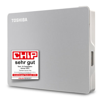 Toshiba 1TB Canvio Flex Portable External Hard Drive for Mac, Windows PC and Tablet use, compatible with most USB-C and USB-A devices, Silver (HDTX110ESCAA)