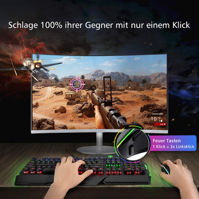RGB Gaming Maus,Vollion Gamer Maus mit 8 Programmierbare Tasten 7200DPI/RGB-Beleuchtung/Anpassbare Spielprofile,USB-Wired mit ergonomisches Design für MMO, MOBA oder FPS Games für PC/Mac
