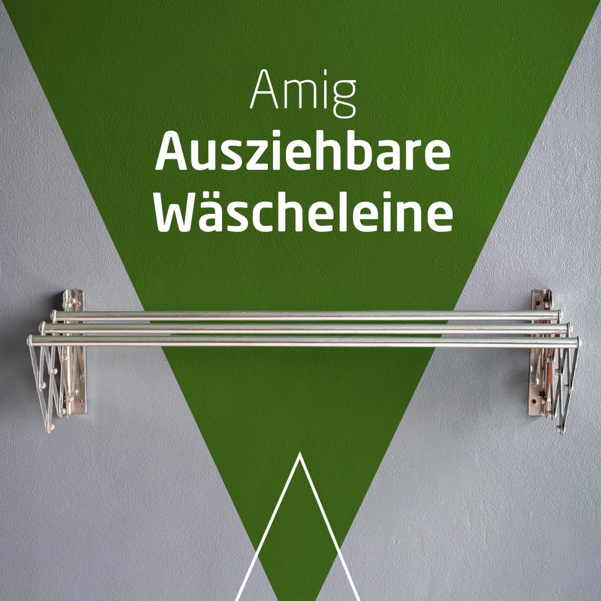 Amig – Wäscheständer Ausziehbar Für die Wand | hochbeständiges Aluminium | Edelstahlschrauben | Für Drinnen und Draußen | Einfache Installation | Maße: 100x14x3 cm