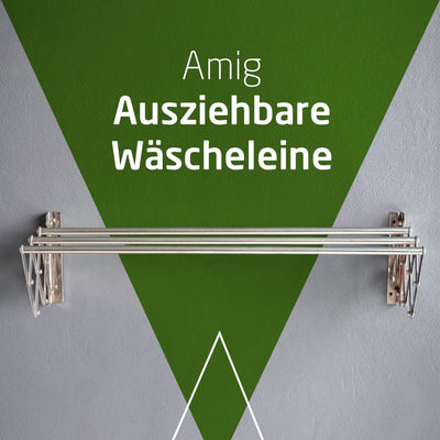 Amig – Wäscheständer Ausziehbar Für die Wand | hochbeständiges Aluminium | Edelstahlschrauben | Für Drinnen und Draußen | Einfache Installation | Maße: 100x14x3 cm