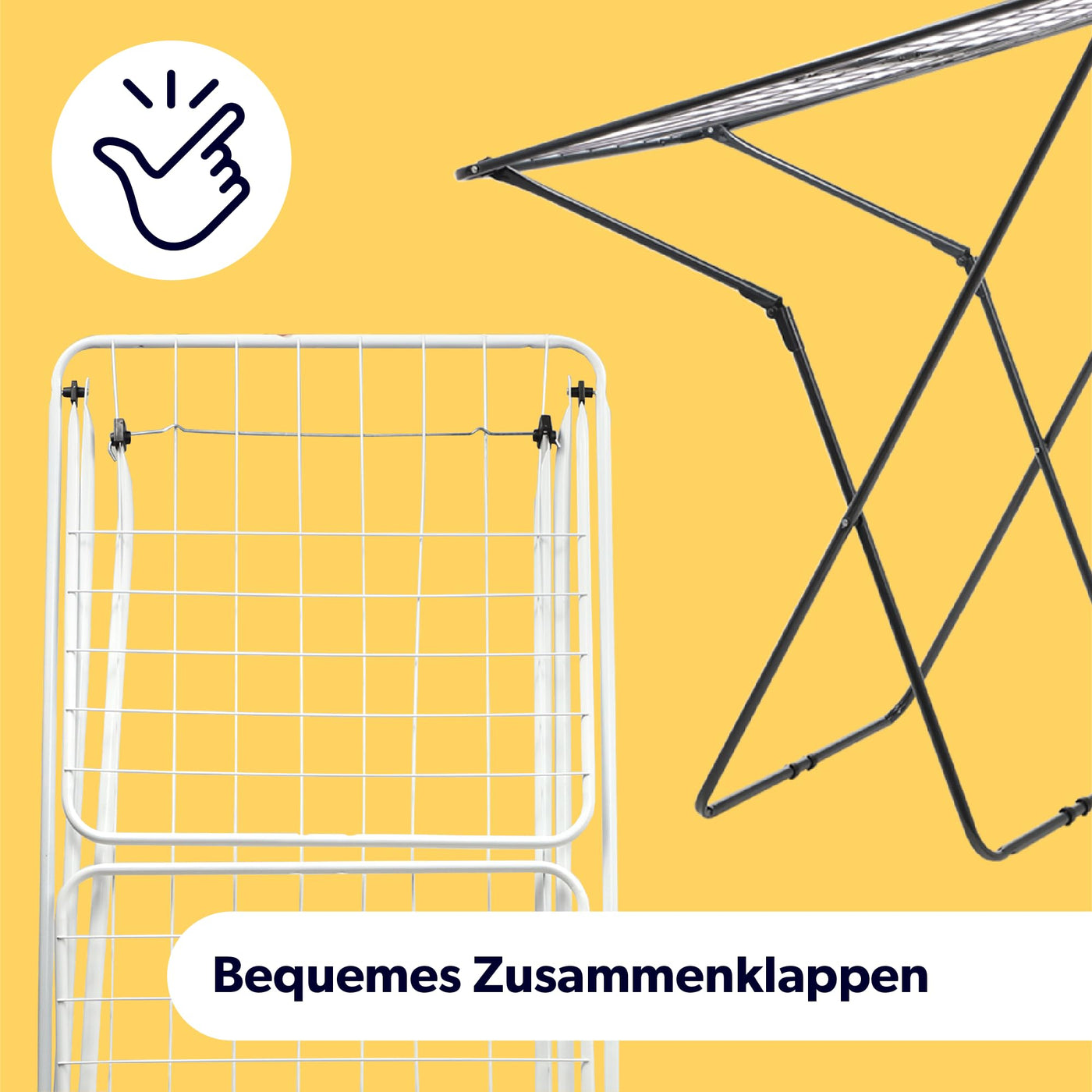 KADAX Wäscheflügeltrockner, Wäscheständer mit Flügeln, Trockenlänge 18m/23m, Luftstromwäscheständer aus pulverbeschichteten Stahl, klappbarer Trockner (Weiß/2-Flügel)