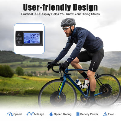 YlluySmn 26 Zoll Fat-Bike Fatbike Umbausatz 48V 1500W Hinterrad E-Bike Bürstenloser Motor Kit,Wasserdichtigkeit,Aluminium-Felge,Bremsgriffe,für den Fahrradumbau geeignet und 26x4 Zoll Reifen