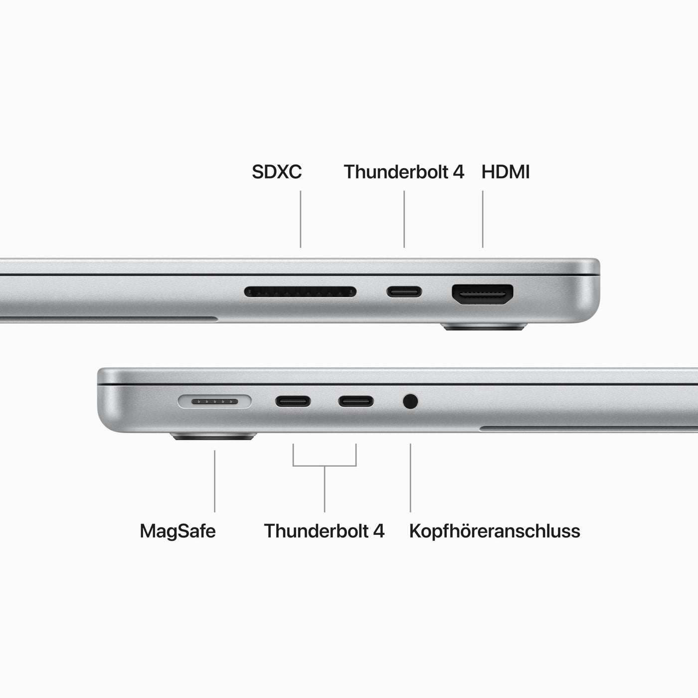Apple 2023 MacBook Pro Laptop M3 Pro Chip mit 11‑Core CPU, 14‑Core GPU: 14,2" Liquid Retina XDR Display, 18 GB gemeinsamer Arbeitsspeicher, 512 GB SSD Speicher. Funktioniert mit iPhone, Silber