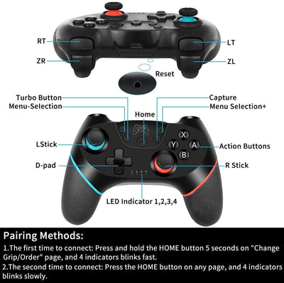 UPDATE-VERSION Controller für Switch/Switch Lite/Switch OLED, Controller für Switch Pro mit Aufwachen, Wireless Controller für Switch mit 6-Achsen Gyroskop, Double Shock, Turbo und Screenshot