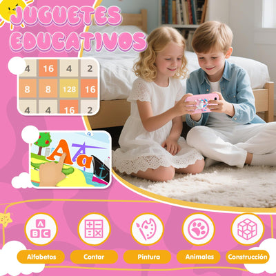 Fippesax Kinder Handy Smartphone Spielzeug, Kinderkamera 2,8" Touchscreen Handy für Mädchen Jungen, 20 lernspiele, Dualkamera, 8GB SD Karte, MP3 Player 3-9 Jahre