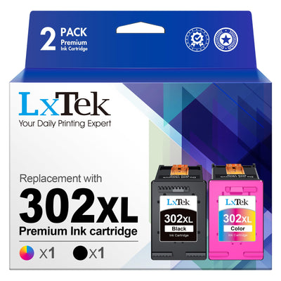 LxTek 302 XL Multipack Wiederaufbereitet Tintenpatrone Kompatibel für HP 302 Druckerpatronen 302XL für Envy 4525 4527 4520 Officejet 3831 3830 5230 5220 DeskJet 3630 2130 3636 (1 Schwarz, 1 Farbe)