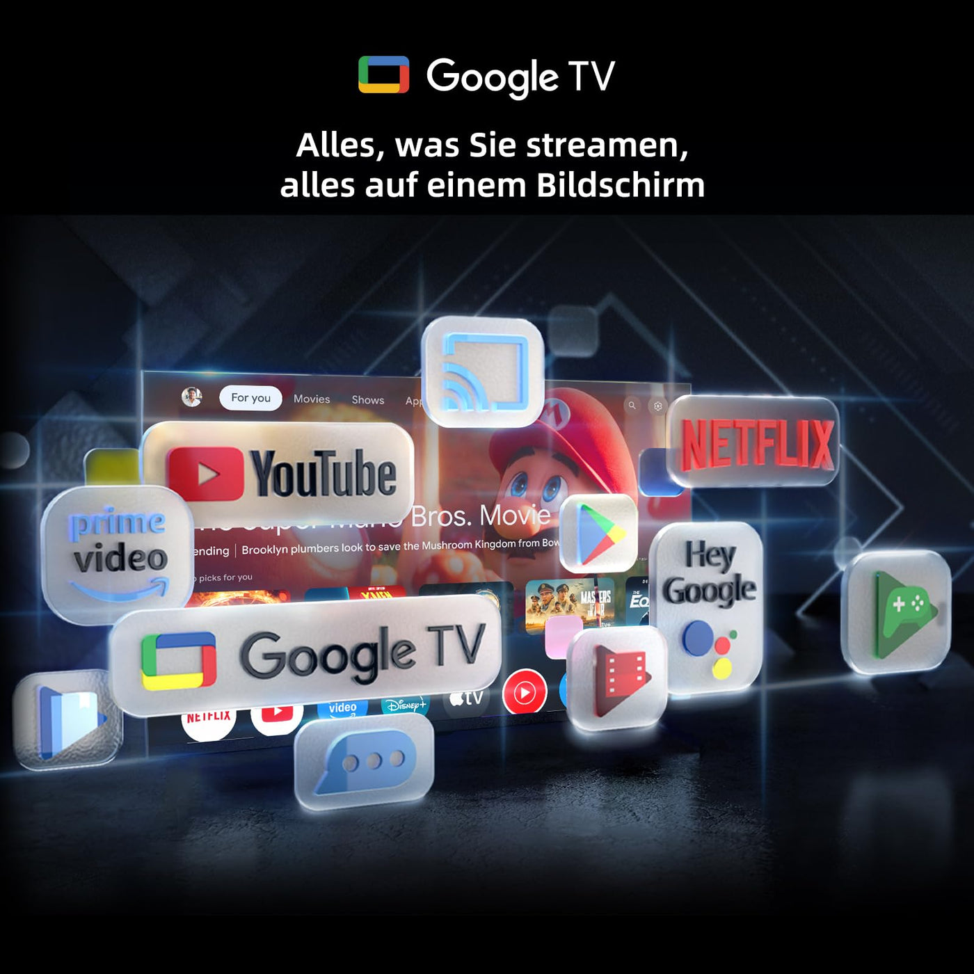 CHIQ L40FT 40 Zoll, Full HD, (100 cm) Smart Fernseher, HDR10, Dolby Audio & DBX-tv, Triple Tuner DVB-C/T2/S2, Integrierter Chromecast, Metall Randlos Design