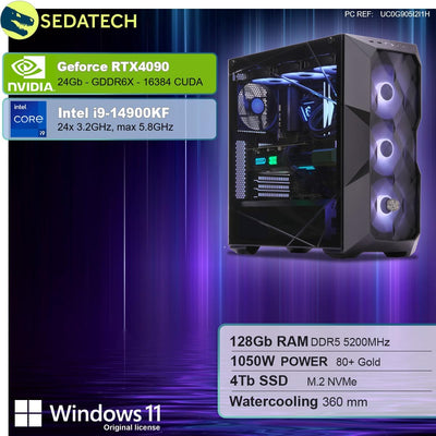 Sedatech Pro Gaming PC Wasserkühlung ATX Premium • i9-14900KF • RTX4090 • 128GB DDR5 • 4TB SSD M.2 • Windows 11