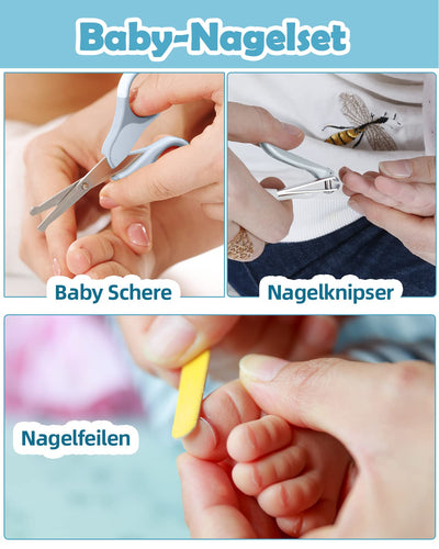 Lictin Babypflegeset 15 teilige Baby Pflegeset Neugeborene mit Fieberthermometer Nasensauger Kamm Nagelschere Baby Erstausstattung Pflegeset für Neugeborene (Grau)