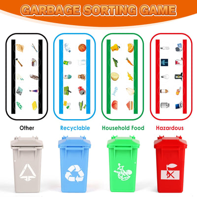 BunnyJOY Müllauto Spielzeug ab 3 4 5 6 Jahre Junge, Große Müllwagen Spielzeug mit Mülltonnen, Spielzeugautos Fahrzeuge, Geschenk Lernspielzeug für Kinder, Orange