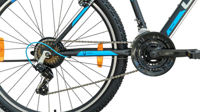 LUCHS "Kaku & Titan Mountainbike, MTB Jungen und Herrenfahrrad Vielseitiges Fahrrad mit 24", 26", 27.5" oder 29" und Federgabel (Schwarz/Blau, 26" Zoll (V-Brake))