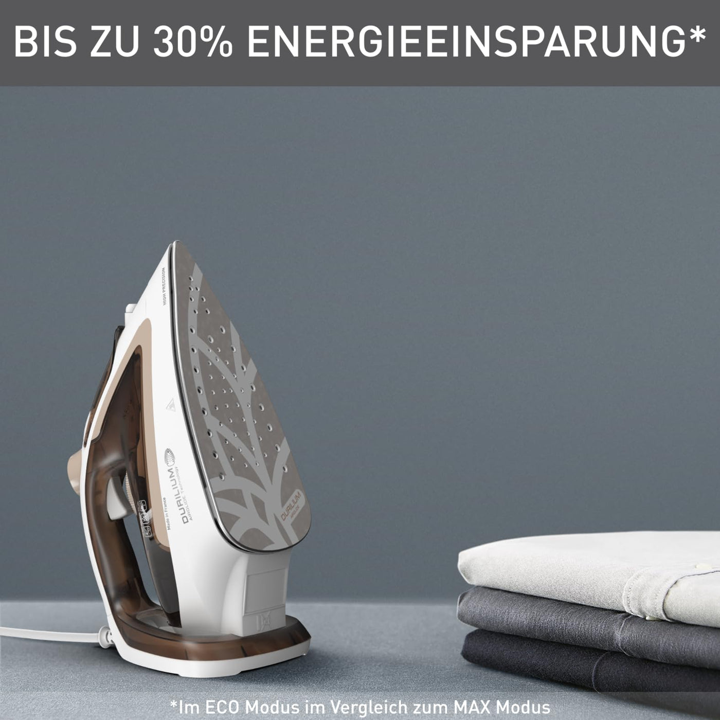 Tefal Easygliss Eco Dampfbügeleisen, 2800 Watt, 240 g/Min. Dampfstoß, 50 g/Min. automatischer Dampf, Vertikaldampf, Durilium AirGlide Bügelsohle, 88% recycelbar, Eco-Modus, mocha/weiß, FV5780