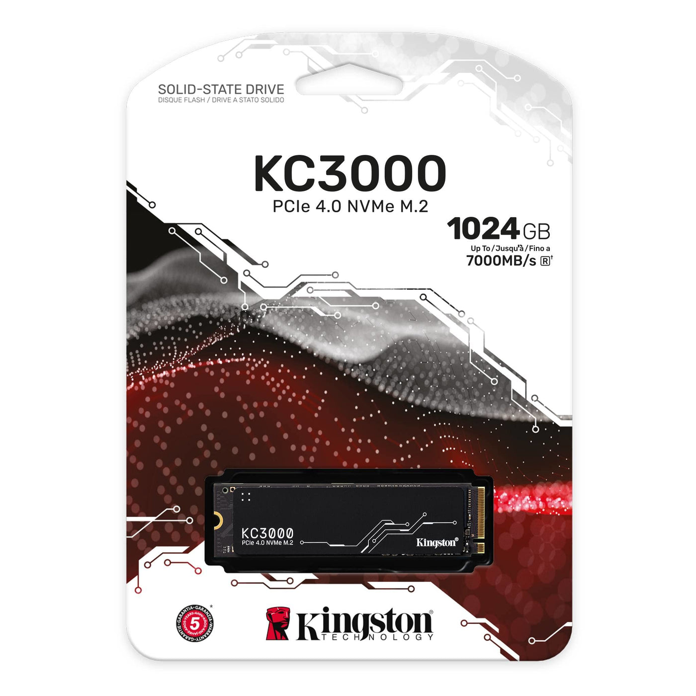 Kingston KC3000 PCIe 4.0 NVMe M.2 SSD - Hochleistungsspeicher für Desktop- und Laptop-PCs -SKC3000S/1024G Schwarz 1024GB
