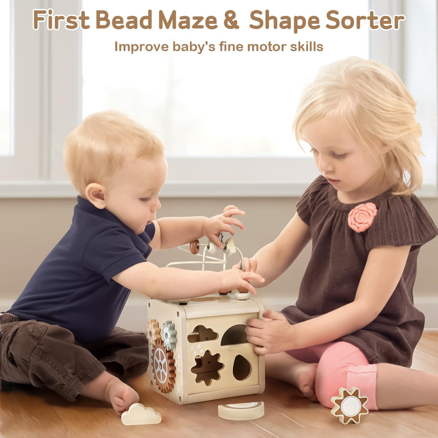 Vanplay Motorikwürfel Montessori Spielzeug Baby Motorikspielzeug ab 2 Jahr Activity Center Holzspielzeug Baby Aktivitätswürfel Xylophon Spielzeug 2 3 4 Jahre