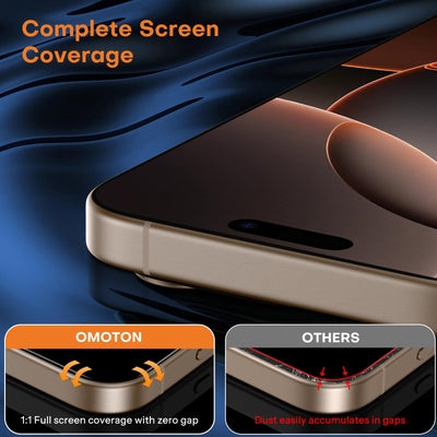 OMOTON für iPhone 16 Pro Max für Panzerglas, Full Screen Auto-Installation, kompatibel mit iPhone 16 Pro Max Kameraschutz, Präzise Ausrichtung, Bläschenfrei, 9H Härte Folie, 2+2 Stück