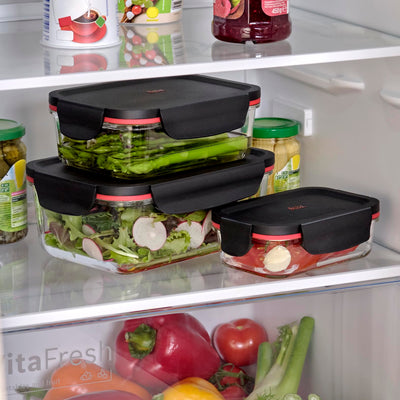 Silit Storio Vorratsdose-Set 3-teilig, Glas, Vorratsglas, luftdichter Aroma-Deckel, Frischhaltedosen zum Vorbereiten, Aufbewahren und Servieren