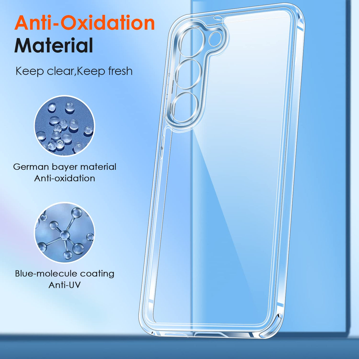 ivoler 3-in-1 Case for Samsung Galaxy S23 5G, 1 Mobile Phone Case with 2 Tempered Glass Screen Protectors, Never Yellowing, Military Protection, Camera Protection, Thin Transparent, Shockproof,