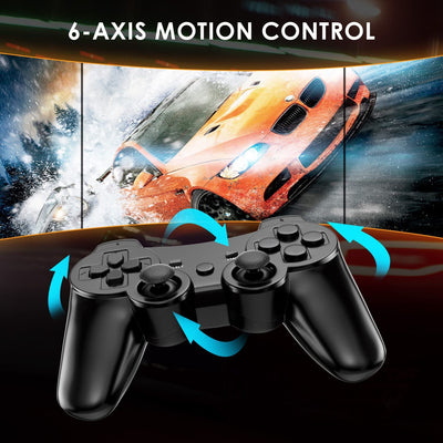 Lunriwis Controller für PS3, 2er Pack Wireless Controller für Play-Station 3 ，Wireless Double Shock 6 Achsen Bluetooth Joystick Rechargable Remote Gamepad Joystick mit 2 Ladekabel