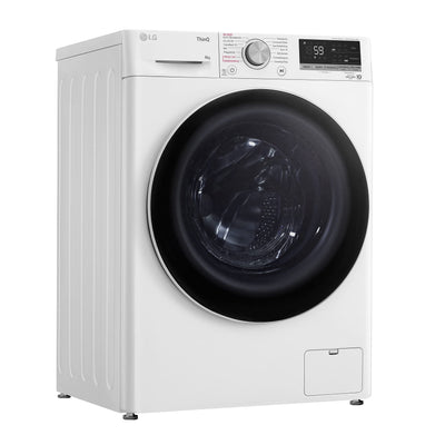 LG F4WV7080, Klasse A, Frontlader-Waschmaschine 8 kg, 1400 U/Min, AI Direct Drive, Wi-Fi, Tiefenreinigung mit Dampf, Große Kapazität, TRIPLE A, Außentür aus Sicherheitsglas, 62 x 60 x 85 cm ꟷ Weiß