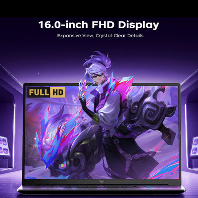 Tivique Gaming Laptop,Ryzen 7 7735HS,Bis zu 4,8 GHz,16GB Ram DDR5 4800MHz 512GB SSD,16 Zoll FHD Display Laptop,Gaming Notebook mit beleuchteter Tastatur,WiFi-6,Metal Housing