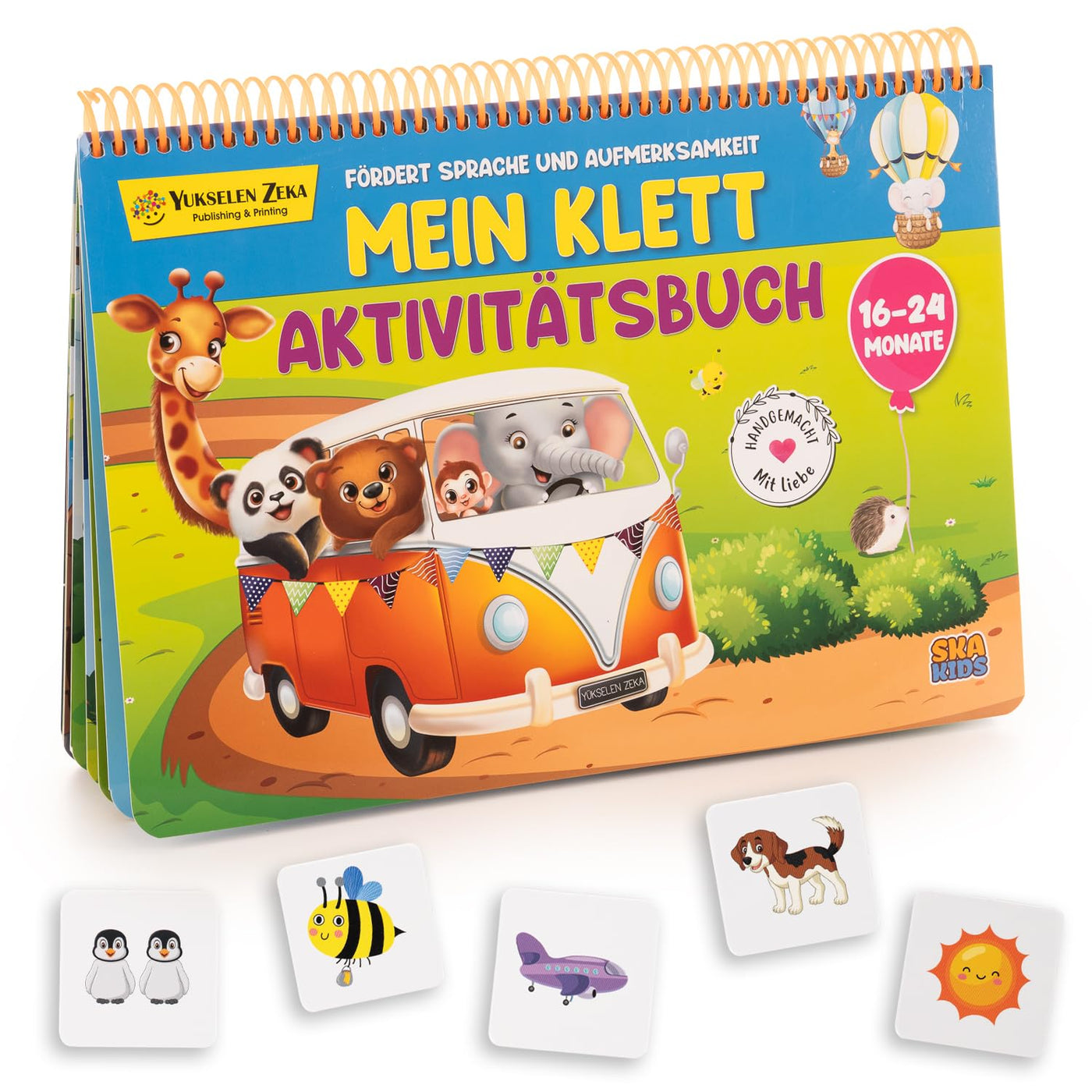 Montessori Spielzeug Buch für Kinder ab 16-24 Monaten, Quiet Book Lernspiel mit Klett-Sticker Funktion. Beschäftigung Busy Book für Mädchen und Jungen, das Spielzeug und Buch in einem vereint