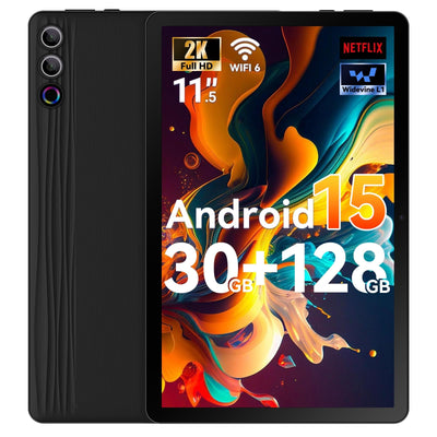 Ainmel Tablet 11,5 Zoll Android 15, 30GB RAM 1TB TF, 2K Android Tablet 2000 * 1200 FHD, 8400mAh, Widevine L1, 13MP Kamera, WiFi 6&BT 5.3, Face ID Tablet PC für Arbeit/Studium - Schwarz