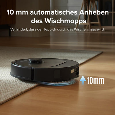 roborock Qrevo S Saugroboter mit Wischfunktion, 7000 Pa HyperForce® Reinigungsleistung, 45 dB(A) leises Trocknen, PreciSense® LiDAR Navigation, zusätzlich 2 Wischmops, Roboterstaubsauger-Set(Schwarz)