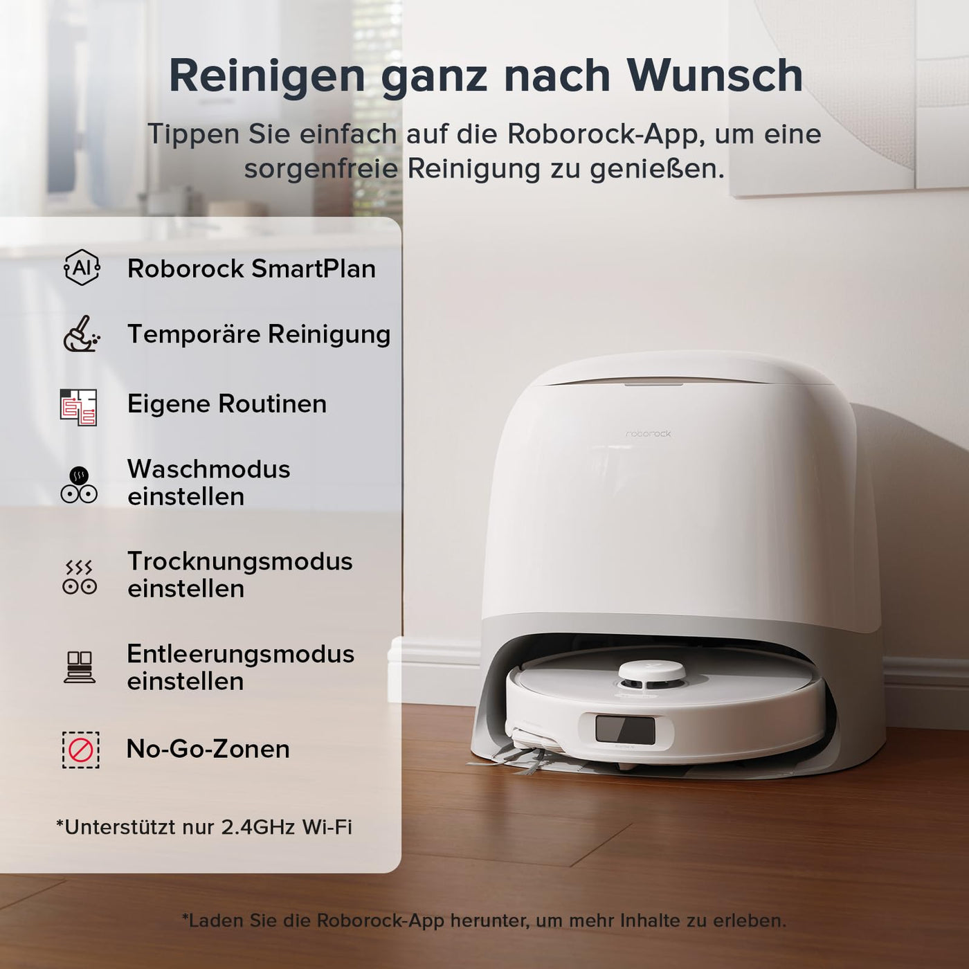 roborock Qrevo Curv S5X-Set Saugroboter mit Wischfunktion Absaugstation, Dual Anti-Tangle-System, 17.000 Pa Saugkraft, 75°C Heißwasser-Moppwäsche, Intelligente Schmutzerkennung, All-in-One-Dock (Weiß)