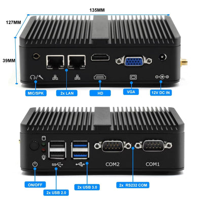 WEIDIAN Mini Industrie PC Lüfterloser PC Celeron J4125 8GB RAM 256GB SSD 2LAN HD VGA Win11 Mini PC Lüfterlos Hohe Leistung Kompaktes Design Embedded Industrie Mini Computer, Lüfterloser Mini PC