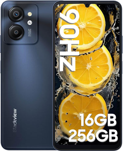 Blackview Color 8 Handy Ohne Vertrag, 16GB+256GB/1TB erweiterbar Android 13 Smartphone Günstig 6000mAh, T616 Octa-Core, 90Hz/6.75" HD+, 50MP Kamera, Fingerprint/3.5mm Jack/4G Dual SIM/Simlockfreie