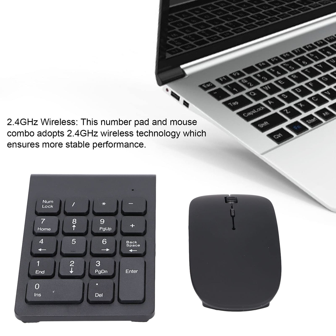 Wiederaufladbarer Kabelloser Nummernblock Und Maus,Kombination aus Kabellosem Nummernblock Und Maus, 2.4-GHz-Kombination aus Tragbarem, Ultraflachem USB-Ziffernblock Und Maus Für Windows-Laptops