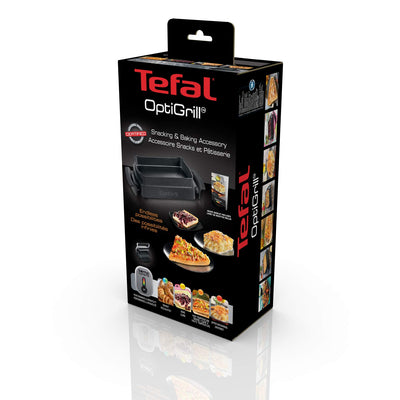 TEFAL OptiGrill Snacking & Baking Backschale, antihaftbeschichtet, wärmeisolierte Griffe, für Brot, Aufläufe, Süßes, etc., OptiGrill + und OptiGrill Elite, schwarz, Backschale XA725870