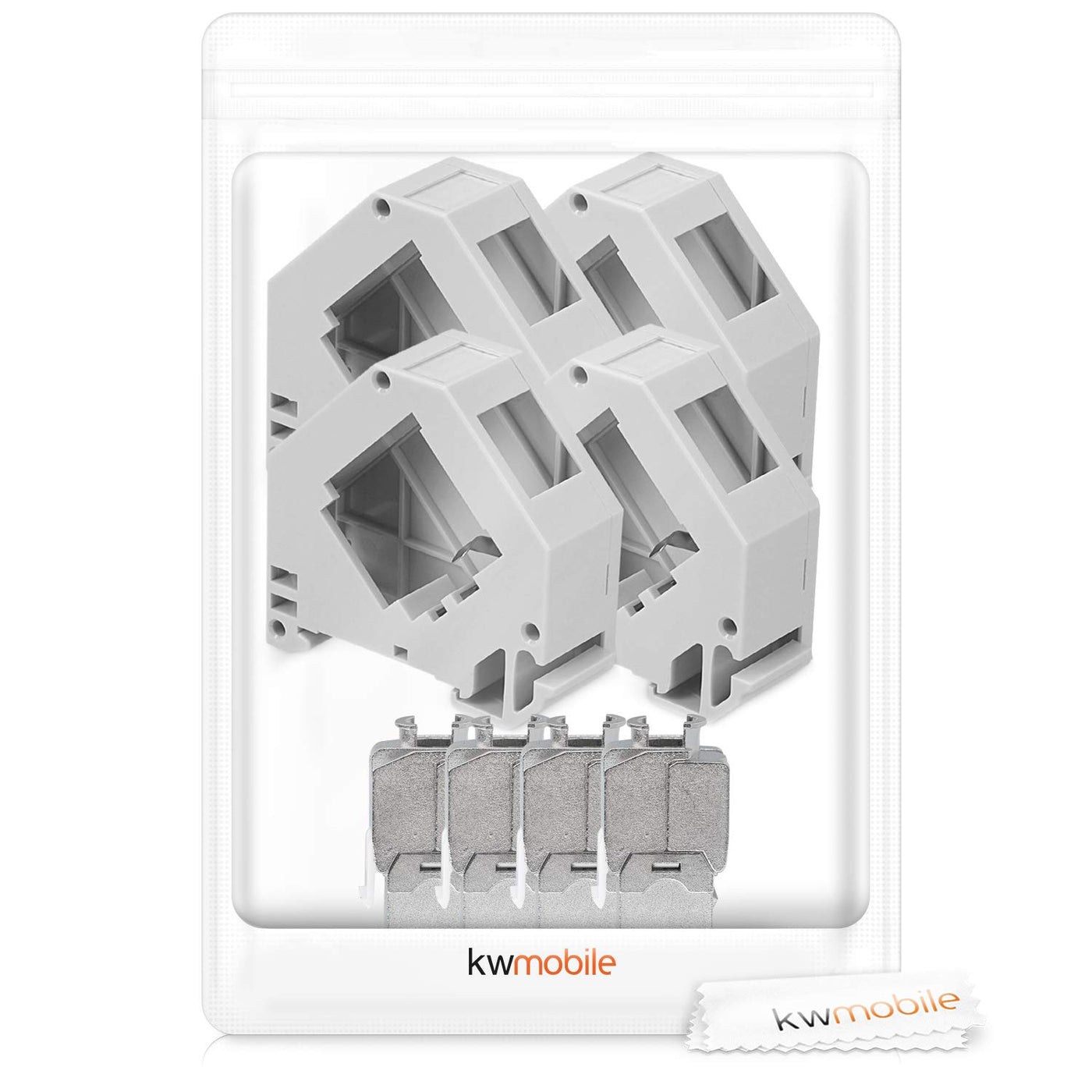 kwmobile Keystone Modul und Hutschienenadapter Set - passt auf genormte Hutschiene - 4X CAT 6A Module 4X Halter - RJ45 Buchse geschirmt - werkzeuglos